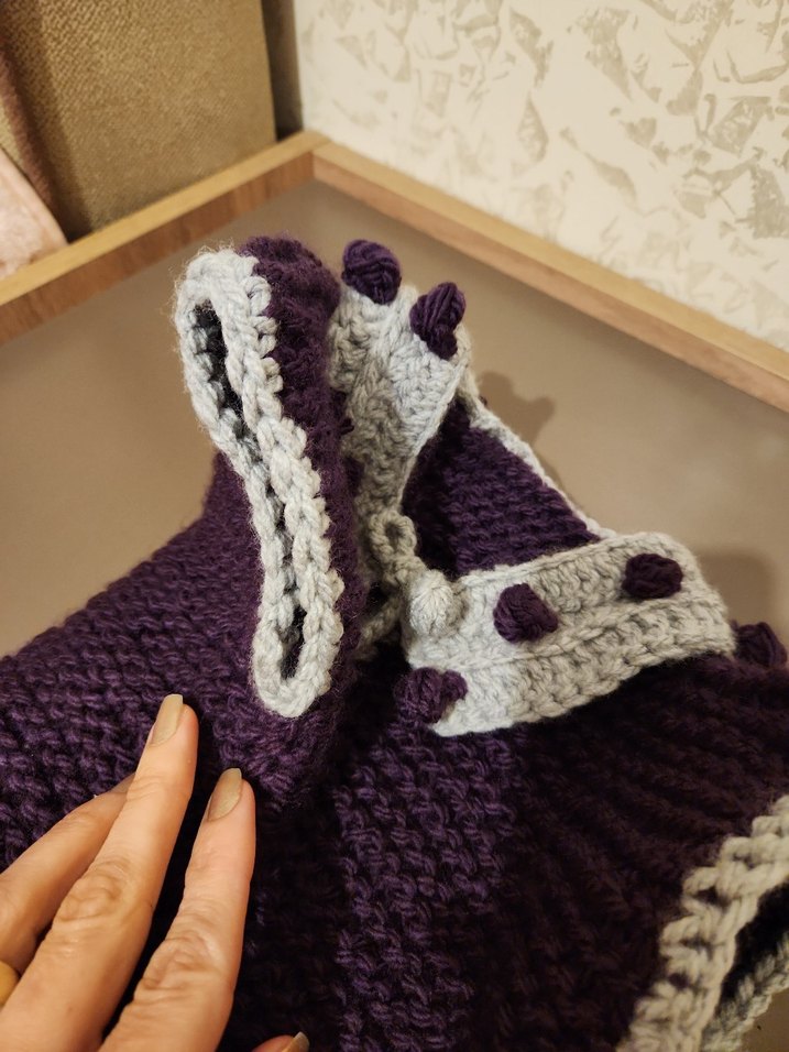 Mor Bohem Tarz Örgü Kolsuz Kız Yeleği - Görsel 2