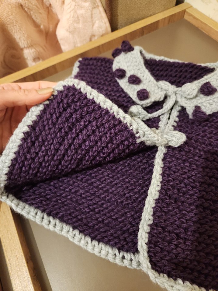 Mor Bohem Tarz Örgü Kolsuz Kız Yeleği - Görsel 3