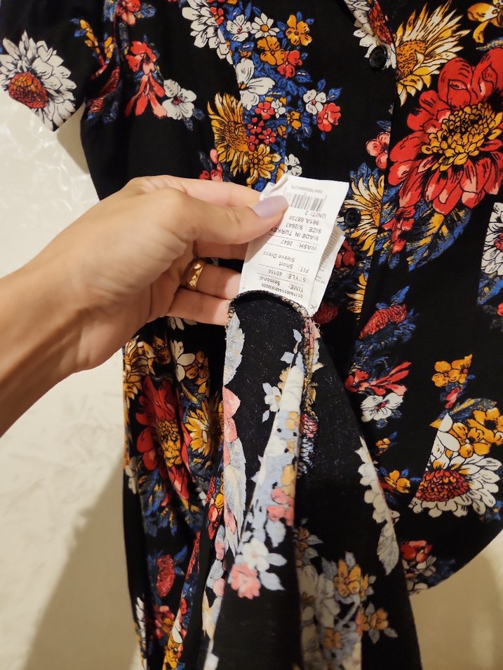 Çiçek Desenli kısa Bohem Elbise - Görsel 3