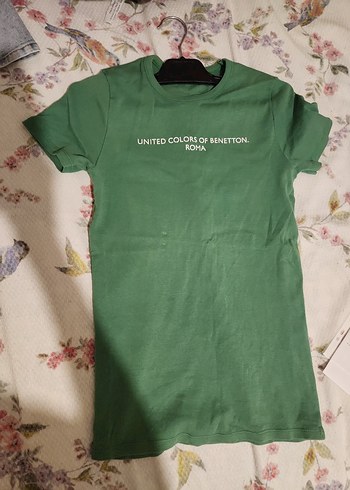 benetton Yeşil Kısa Kollu Pamuklu Tişört - Görsel 5