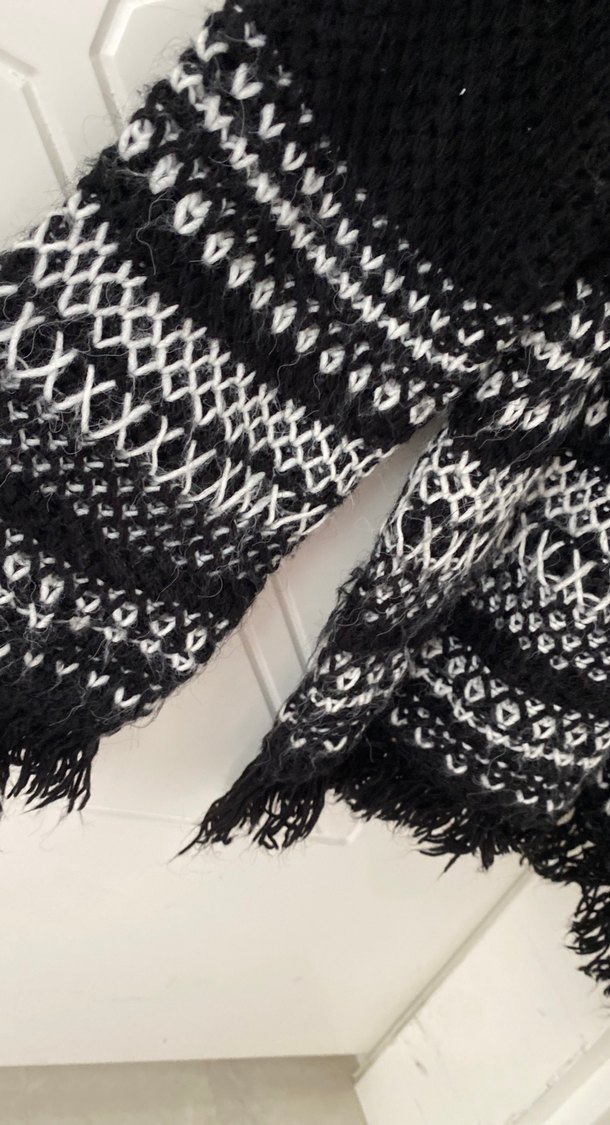 Bohem Siyah Örgü Kadın Kazak - Görsel 2