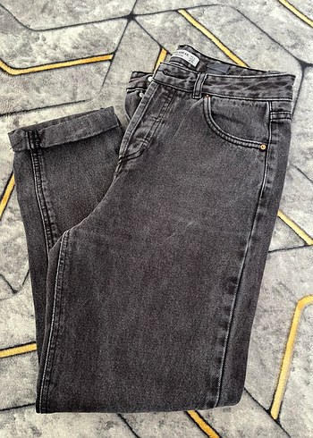 Gri Regular Fit Midi Kadın Kot Pantolon