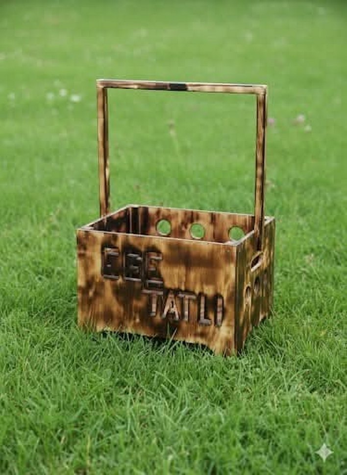 Kahverengi Ahşap Bebek Bohça Sepeti - Görsel 2