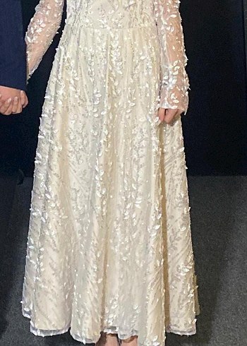 Straplez Beyaz A Kesim Uzun nişanlık - Görsel 2