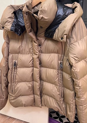 Kemerli Kısa Bej Kadın Kışlık Mont - Görsel 3