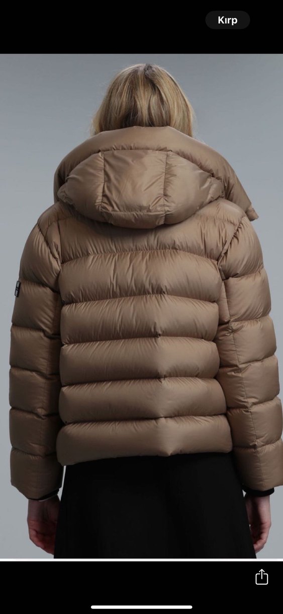 Kemerli Kısa Bej Kadın Kışlık Mont - Görsel 2