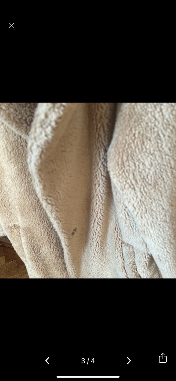 Bej Kadın Midi Boy Peluş Kaban - Görsel 3