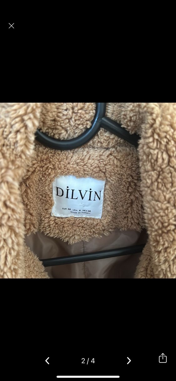 Bej Kadın Midi Boy Peluş Kaban - Görsel 2