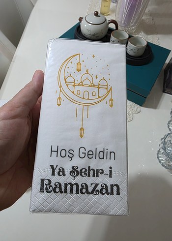 Altın Renkli Ramazan Temalı kağıt peçete - Görsel 2