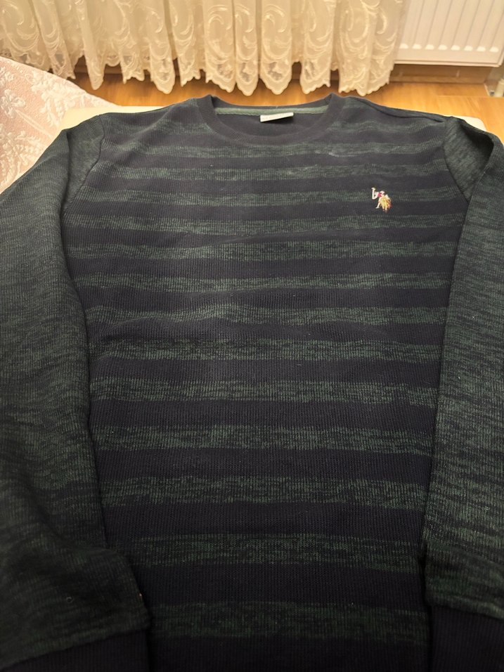 Yeşil Çizgili Erkek Triko Kazak - Görsel 3