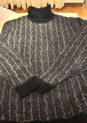 Gri Örgü Boğazlı Kolsuz erkekKazak #lufian - Görsel 3