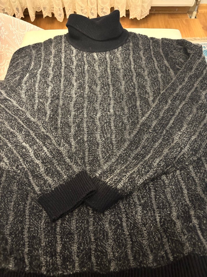 Gri Örgü Boğazlı Kolsuz erkekKazak #lufian - Görsel 3