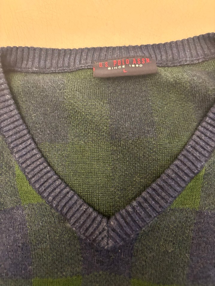 Erkek Renkli Kareli V Yaka Triko Kazak - Görsel 3