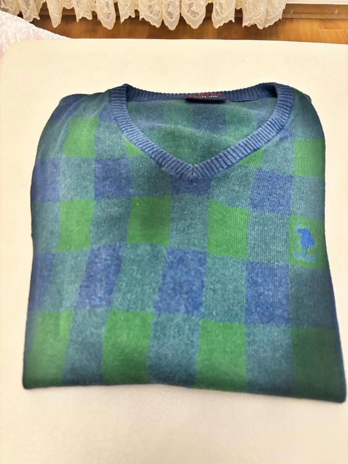 Erkek Renkli Kareli V Yaka Triko Kazak - Görsel 2