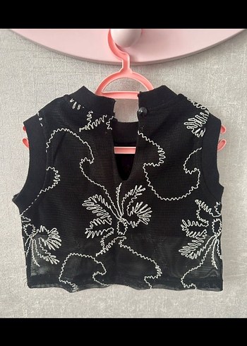 Nakışlı Siyah Kız Çocuk crop - Görsel 2