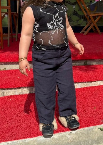 Nakışlı Siyah Kız Çocuk crop - Görsel 6