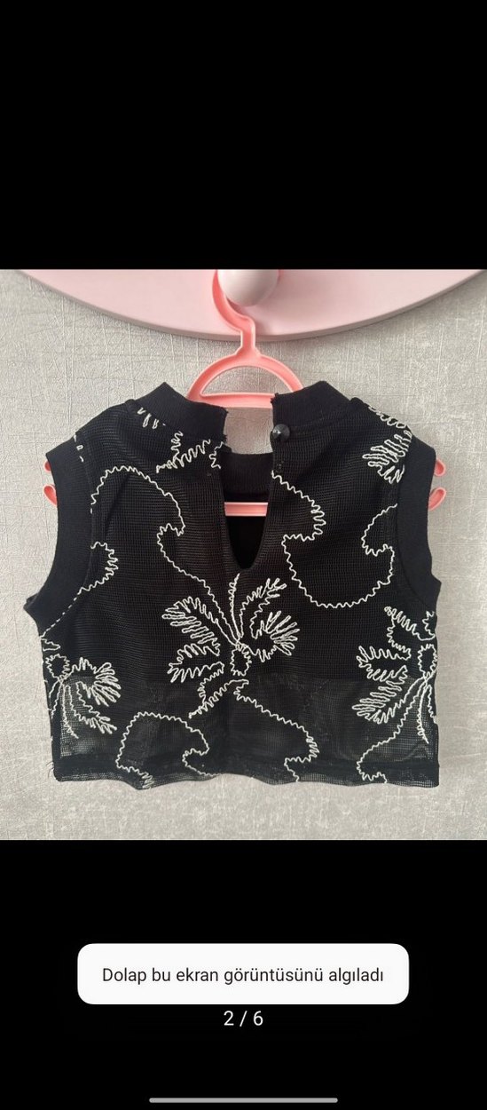 Nakışlı Siyah Kız Çocuk crop - Görsel 2