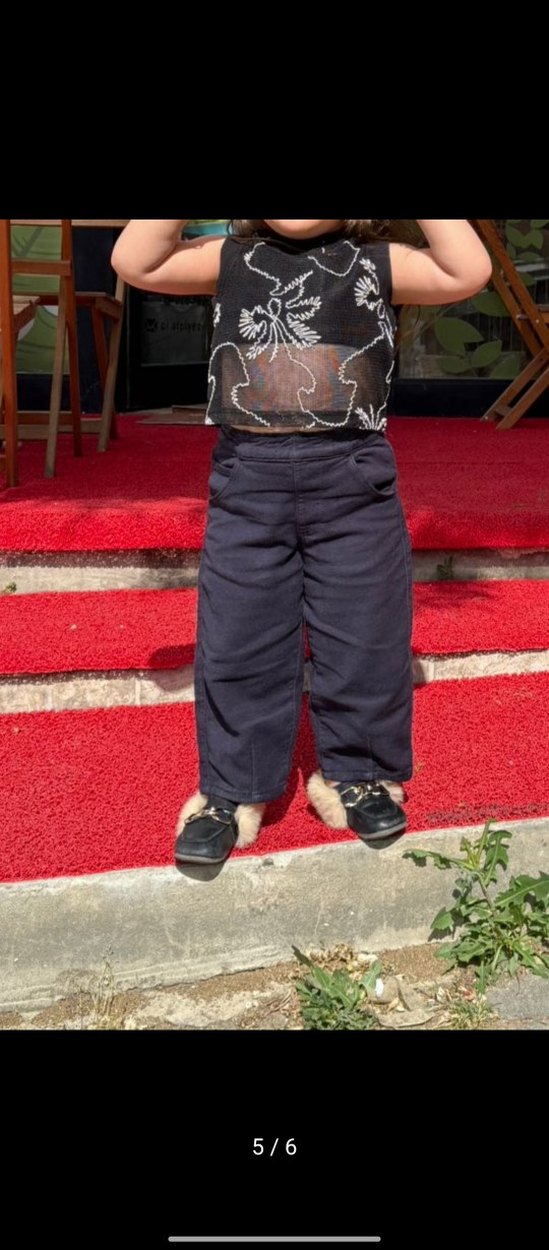 Nakışlı Siyah Kız Çocuk crop - Görsel 5