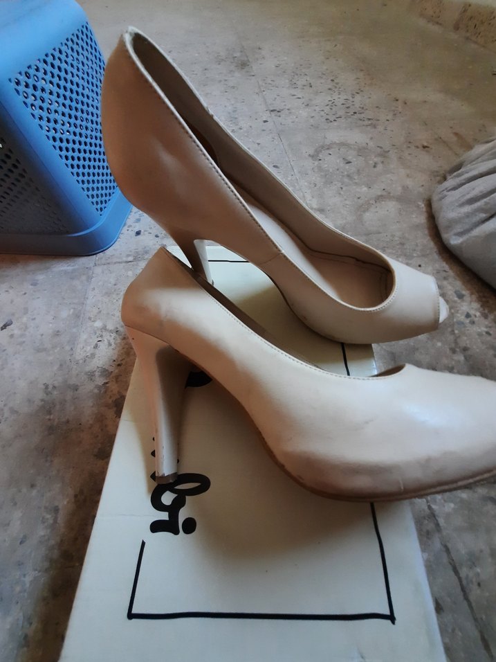 Bej Rengi Önü Açık Platform Topuk Ayakkabı - Görsel 2