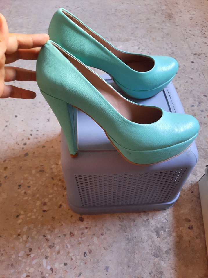 Su Yeşili Platform Topuklu Kadın Ayakkabı - Görsel 2