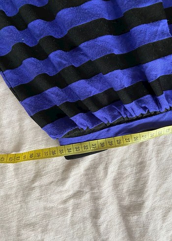 Mavi Çizgili Pilili punk Midi Etek - Görsel 3