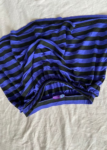 Mavi Çizgili Pilili punk Midi Etek - Görsel 2