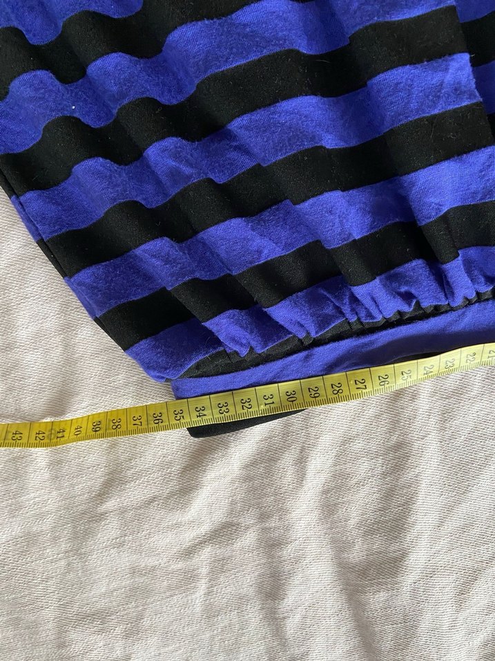 Mavi Çizgili Pilili punk Midi Etek - Görsel 3