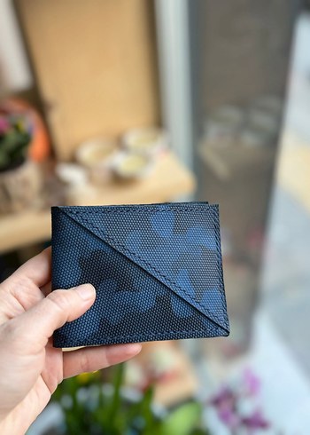 1. Sınıf Deri ile Üretilmiş Koyu Mavi Kamuflaj Erkek Cüzdan - Görsel 3