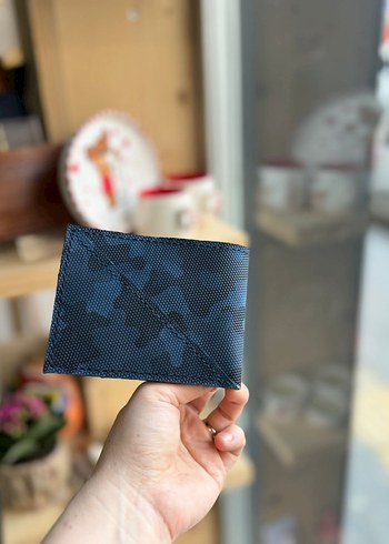 1. Sınıf Deri ile Üretilmiş Koyu Mavi Kamuflaj Erkek Cüzdan - Görsel 2