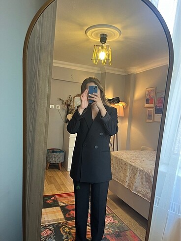 İnce çizgili blazer ceket pantolon takım
