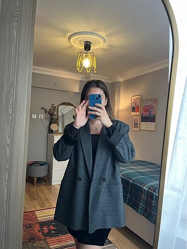 Zara kruvaze ekoseli blazer ceket