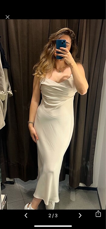 Zara saten kamisol elbise