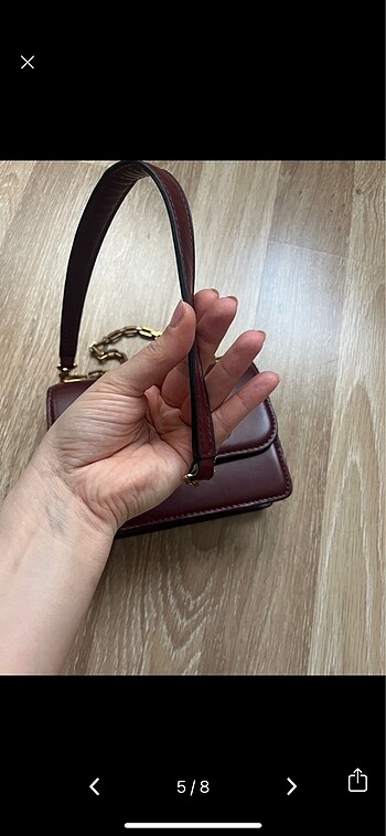 Beden bordo Renk Zara toka detaylı çanta