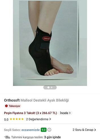 Orthosoft malleol destekli ayak bilekliği