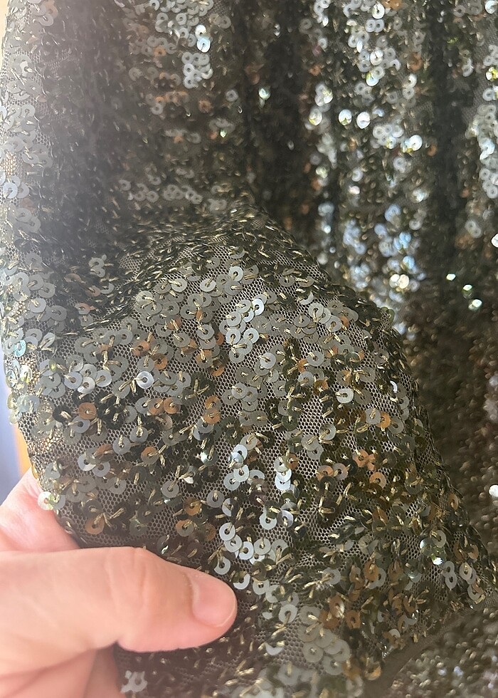 Payet yeşil elbise - Görsel 3