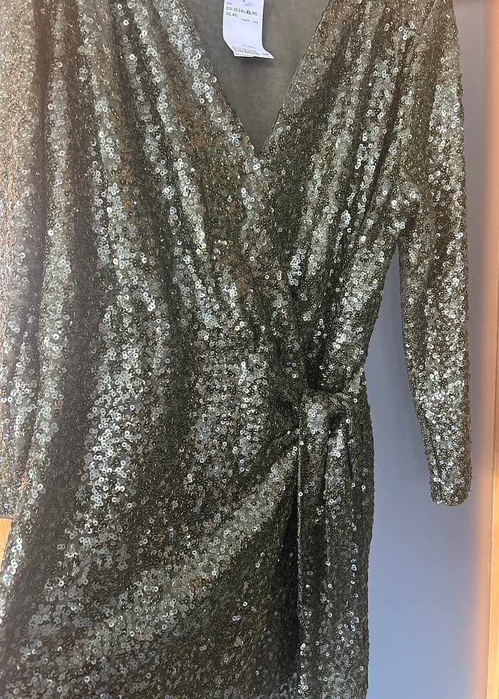 Payet yeşil elbise - Görsel 5