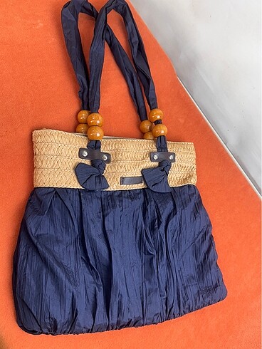 American Vintage Tahta boncuklu vintage kumaş çanta