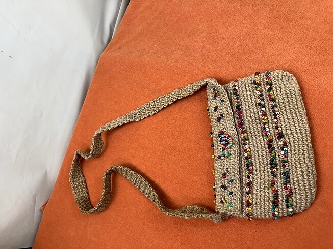 Diğer Jüt ipten örülmüş boncuklu çanta