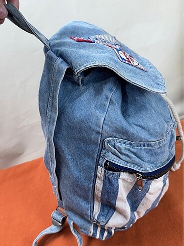 American Vintage Vintage çizgi karakterli kot sırt çantası