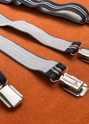 Gri Çizgili lastikli pantolon Askısı - Görsel 2