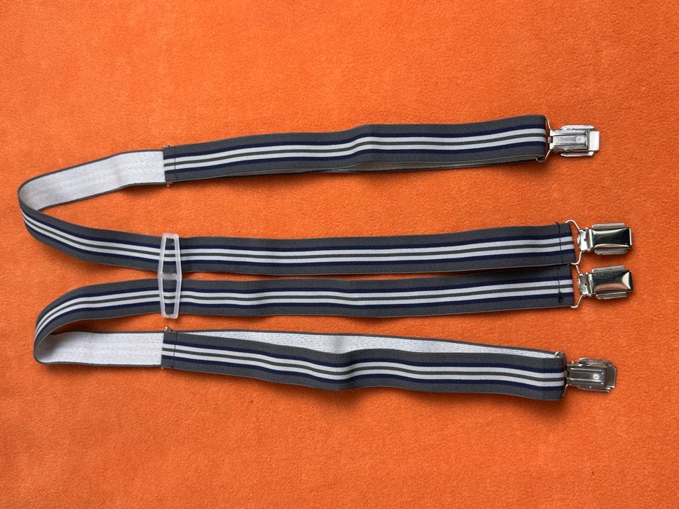 Gri Çizgili lastikli pantolon Askısı - Görsel 4