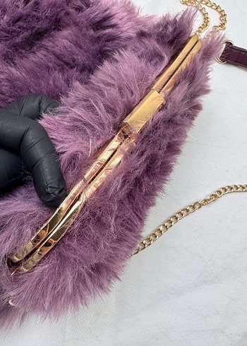 Vintage peluş klipsli çapraz çanta - Görsel 4