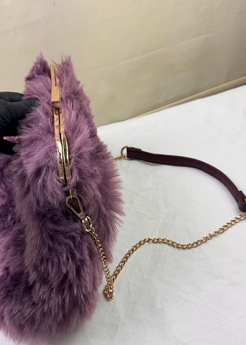 Vintage peluş klipsli çapraz çanta - Görsel 2