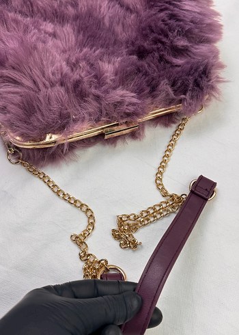 Vintage peluş klipsli çapraz çanta - Görsel 6