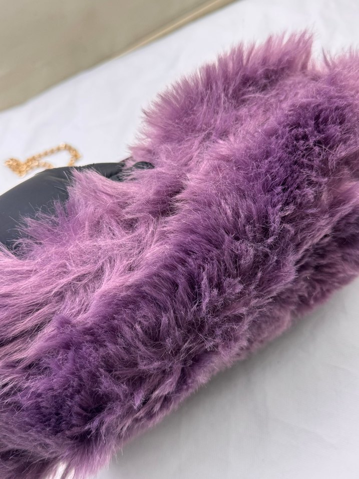 Vintage peluş klipsli çapraz çanta - Görsel 3