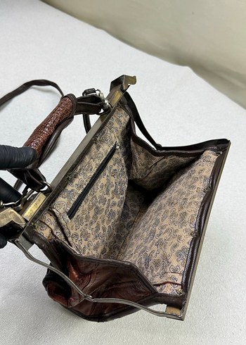 Antika Vintage Yılan Desenli Deri Kadın Çanta - Görsel 8