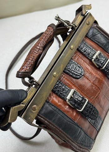 Antika Vintage Yılan Desenli Deri Kadın Çanta - Görsel 7