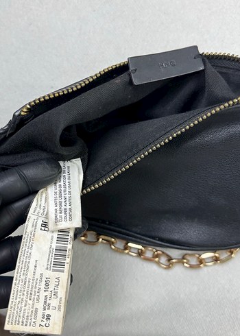 Mango y2k Zincir askılı Siyah Deri baget Çanta - Görsel 8