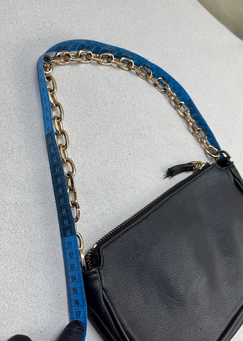 Mango y2k Zincir askılı Siyah Deri baget Çanta - Görsel 6