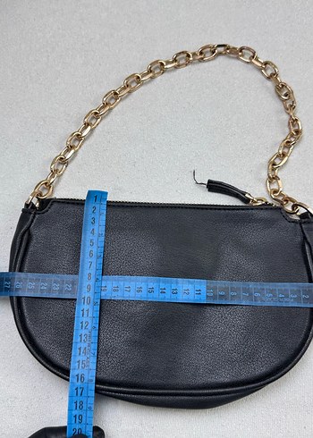Mango y2k Zincir askılı Siyah Deri baget Çanta - Görsel 5